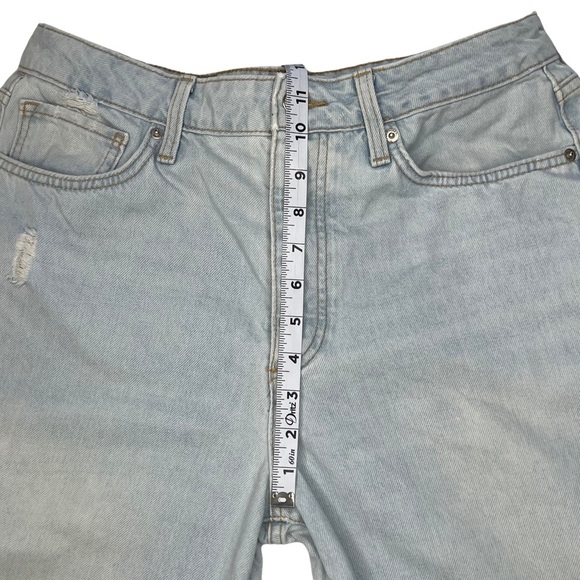 Forever 21 Jeans Premium Barrel Hi Rise Distressed Button Fly Light Blue Wash 30 - Picture 10 of 16